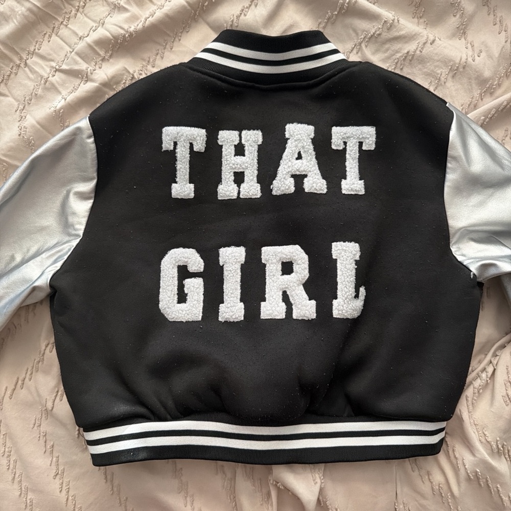 SHEIN Black and Silver Varsity Jacket